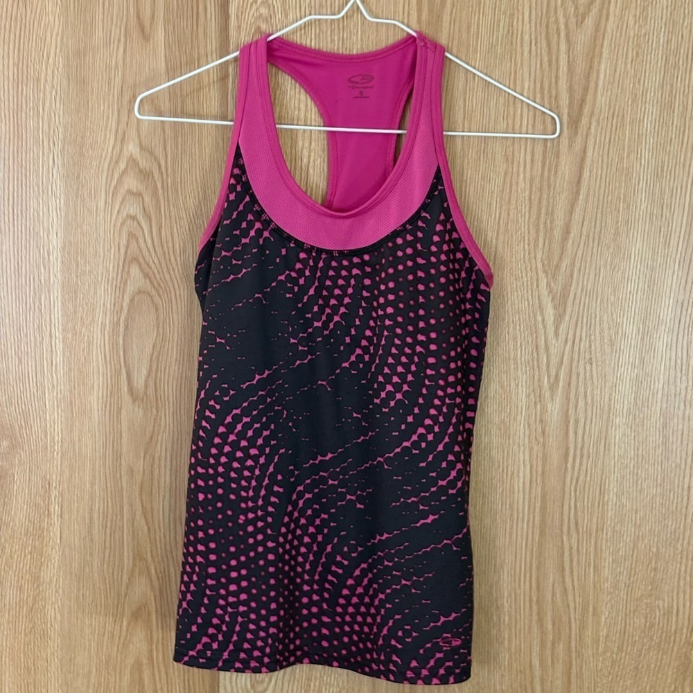 Champion Athletic Workout Pink and Black Tank Top with Shelf Bra